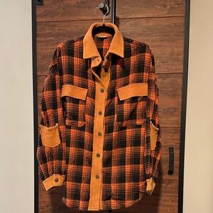 NWOT POL Orange and Black Checkered Jacket